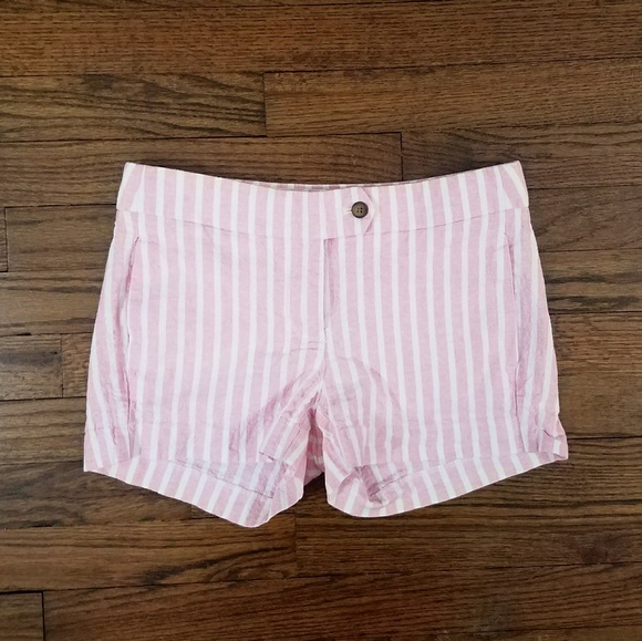 J. Crew Factory Pants - J. Crew pink white striped shorts size 0